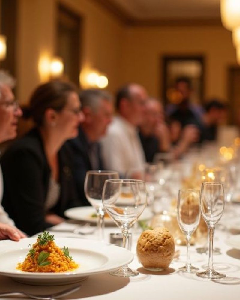 Comensals gaudint d’una experiència gastronòmica durant el Sopar Esperit Fòrum, una celebració de la cuina d’autor i l’excel·lència culinària de Girona.